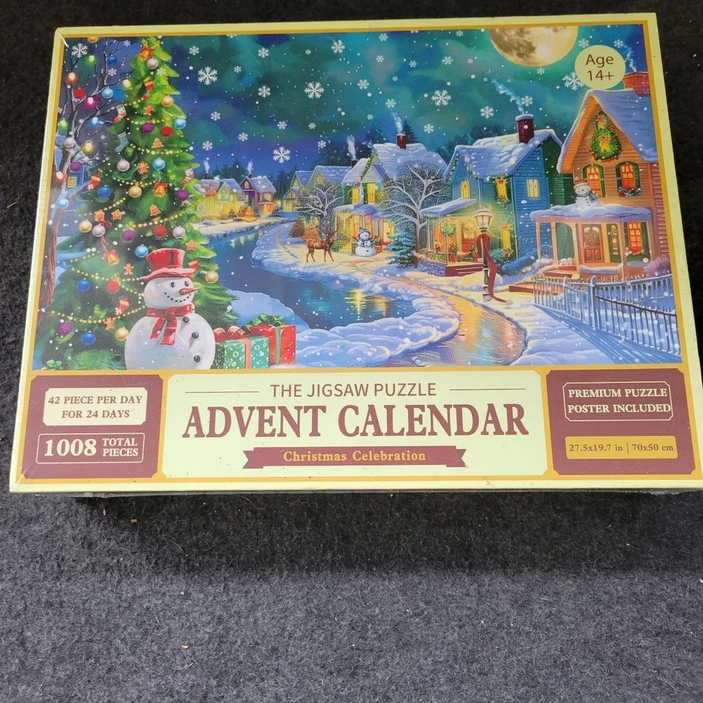 Christmas 1008 Pcs Jigsaw Puzzle Advent Calendar Christmas In Snowing Day E2-831